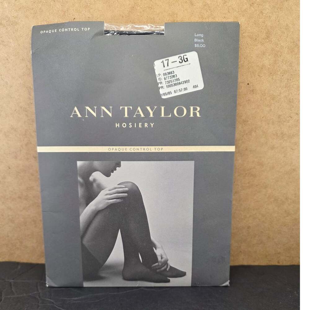 Ann Taylor Opaque Control Top Hosiery tights in black, size Long